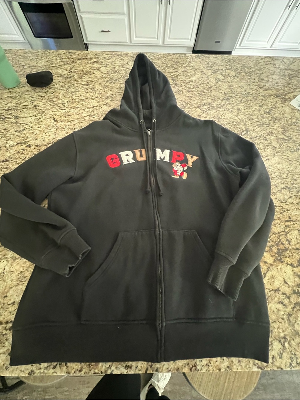 Disney Black Grumpy Zip-Up Hoodie with Character Patch